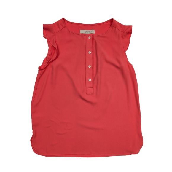 Loft‎ Ann Taylor Red Pullover Button Sleveless Blouse Women's Size Small - Picture 1 of 6